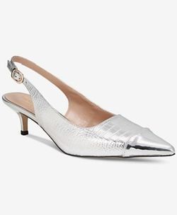 women’s silver heel and pumps