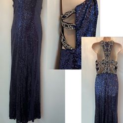 New With Tags Navy Sequin Prom Dress & Formal Dress $135