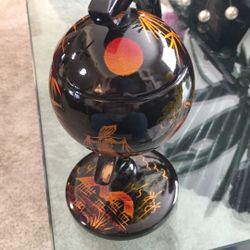 Ashtray (1970s) Hand painted made of wood 