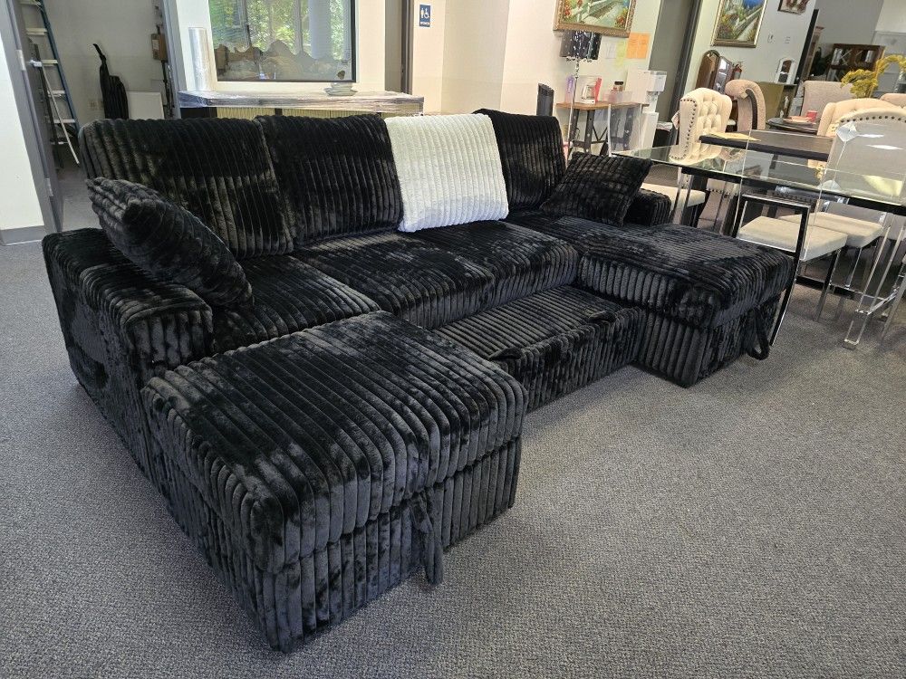 Black SLEEPER SECTIONAL with STORAGE