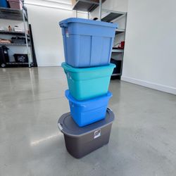 $25 for all 4! 4 Plastic Storage Bin Container Totes! Good condition!