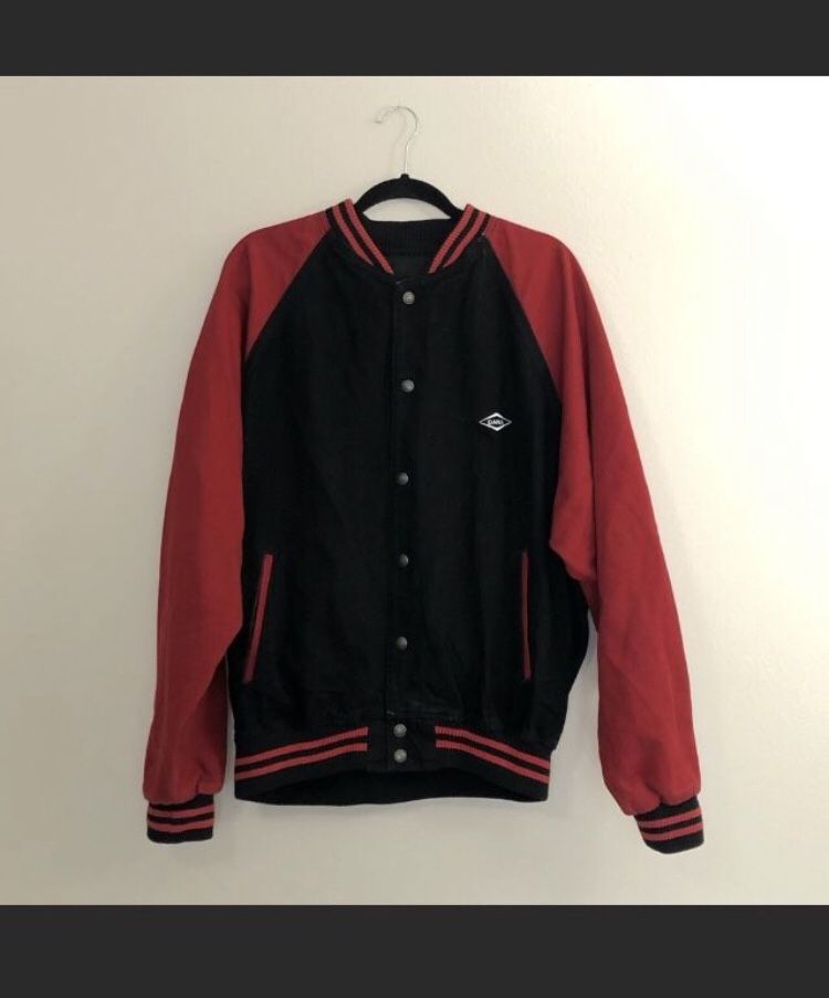 International Denim Size XL Embroidered Patch Varsity Jacket oPerfect Circle Dana