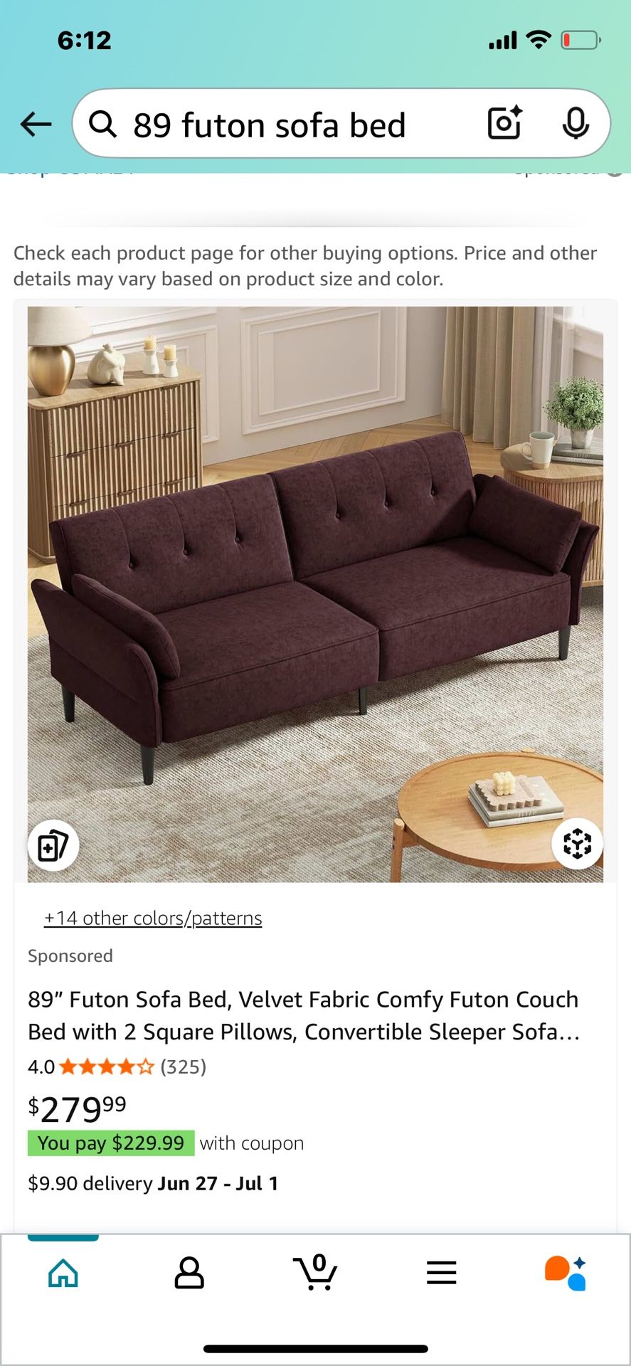 Futon Bed Sofa Comfy (like New)