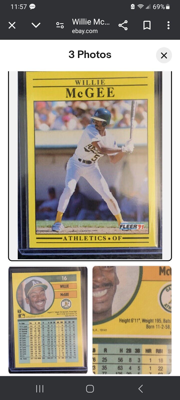 91 Fleer Willie Mcgee Error Card