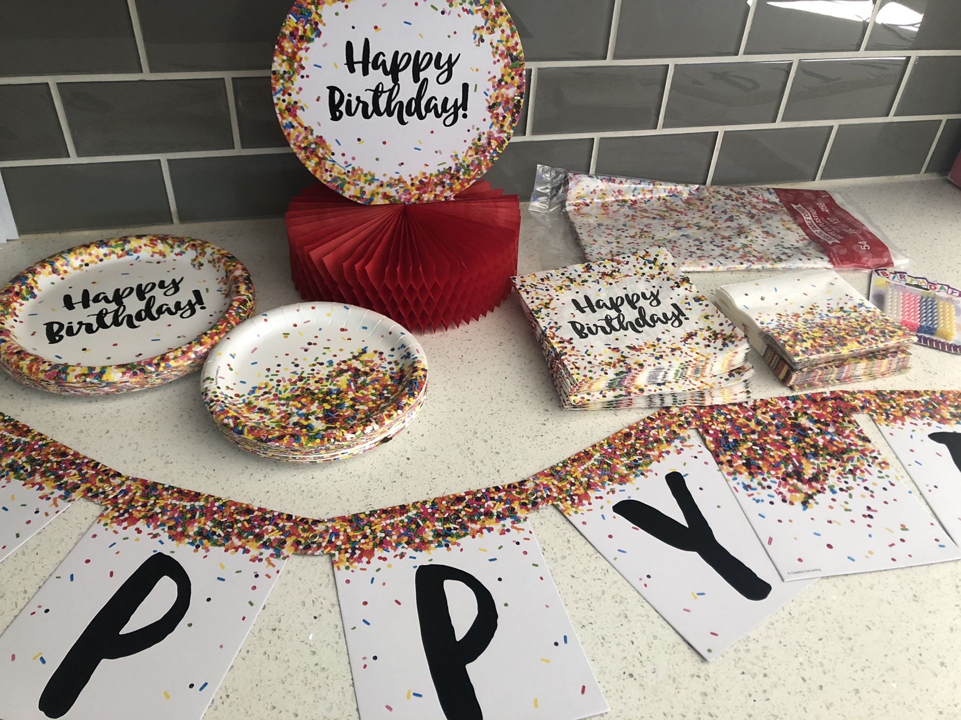 Sprinkle confetti birthday party supplies