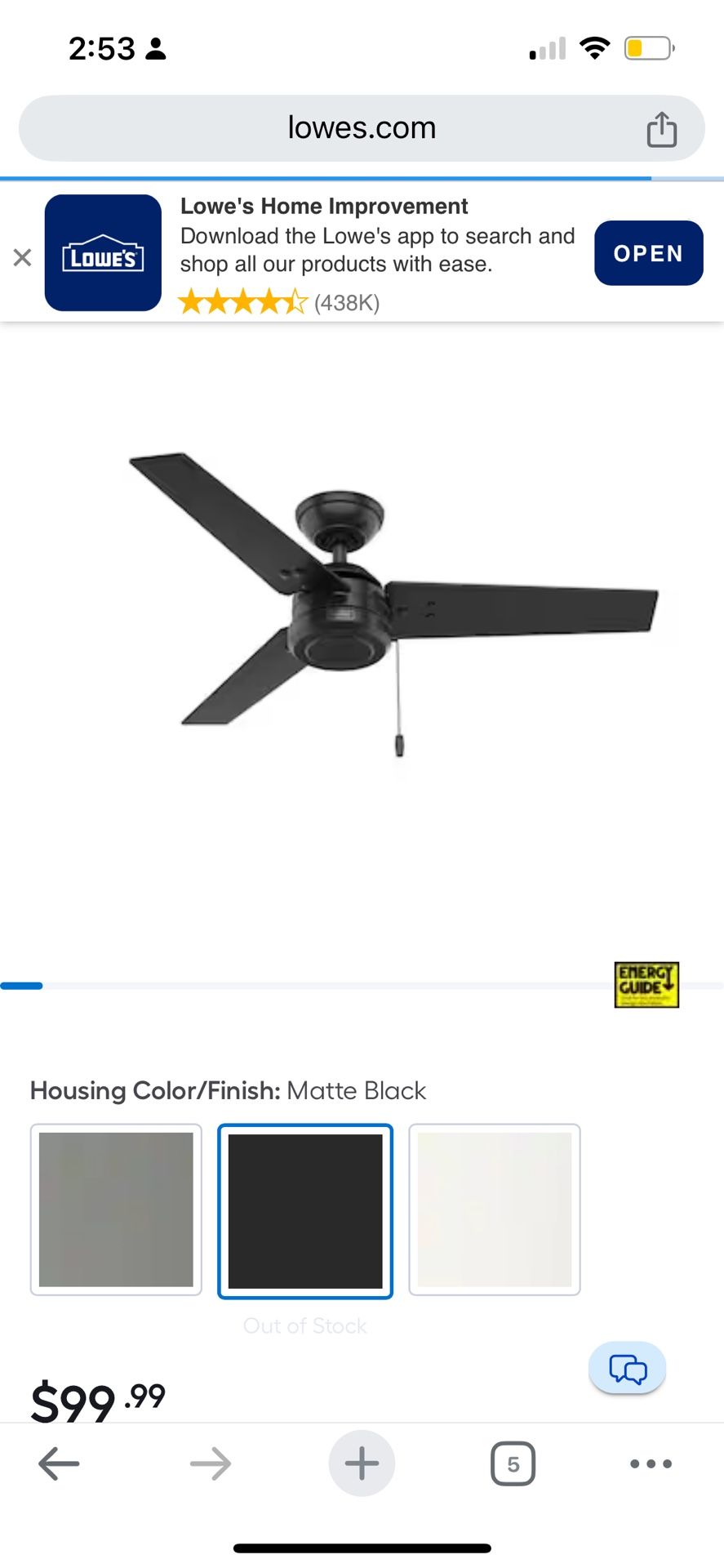 Brand New Indoor/Outdoor ceiling Fan