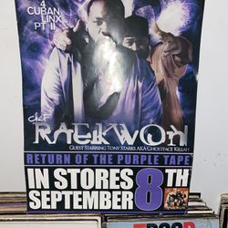 Raewon only built for cuban links return of the purple tape promo poster flat used.  Has rips tears and shop wear