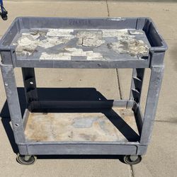 Grey Rolling Utility Cart (LxWxH: 31” x 17” x 34”)