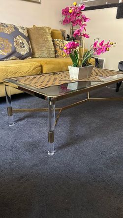 Gold Glass coffee table  great condition.