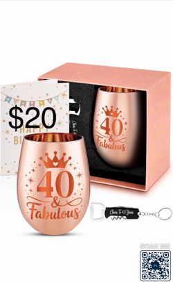 Mifoci 40th Birthday Gifts for Women, Wine Gift Set Includes Elegant Wine Glass, Bottle Opener, and Gift Box with Greeting Card for Keepsake Present f