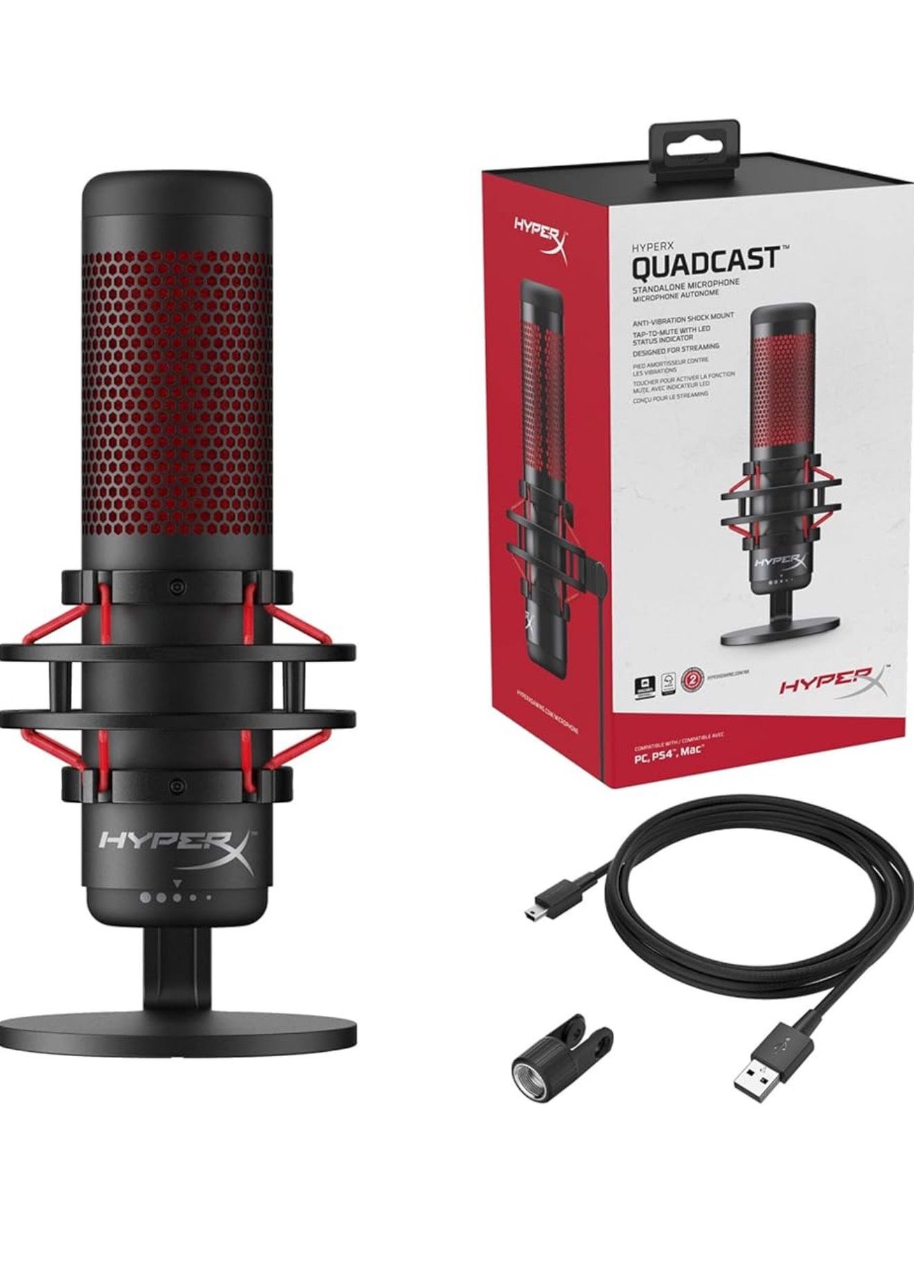 HyperX Quadcast Pc, streaming or recording microphone.