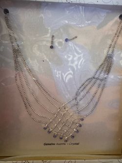 Delicate Silver Multi-Strand Necklace with Purple Crystals
