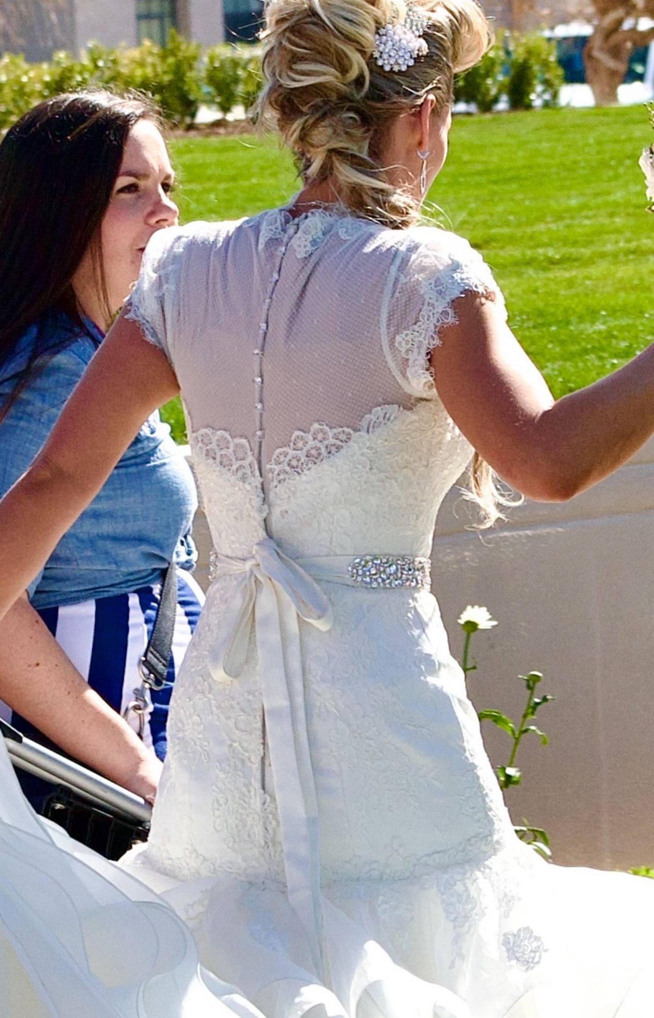 Wedding Dress - Nude Lined Sleeves To Give Lace Illusion 