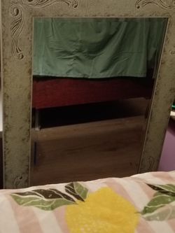 Large antique green mirror