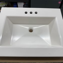 Rectangular Bathroom Vanity top - Sink 24 In X 19 In - Three Hole