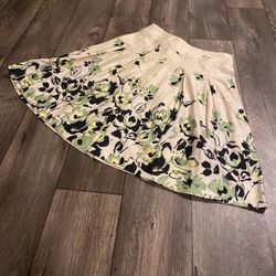 Tropical Floral Earthy Pleated Skirt