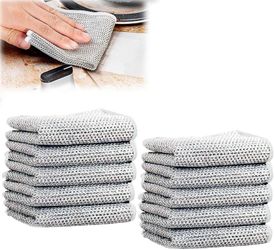 Double layer New Multipurpose Wire Dishwashing Rags for Wet and Dry, Non-scratch Wire Dishcloth