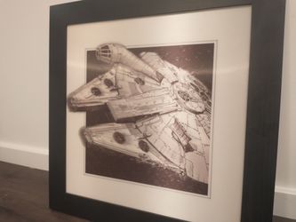 STAR WARS- Millennium Falcon Framed Picture 3D Effect- 20”x20" New