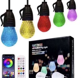 Outdoor Led String Lights 49ft, Remote and App for Outside, Deck Decorations, Outdoor Lighting & Ceiling Fans House Decor For Garden, Patio, Backyard