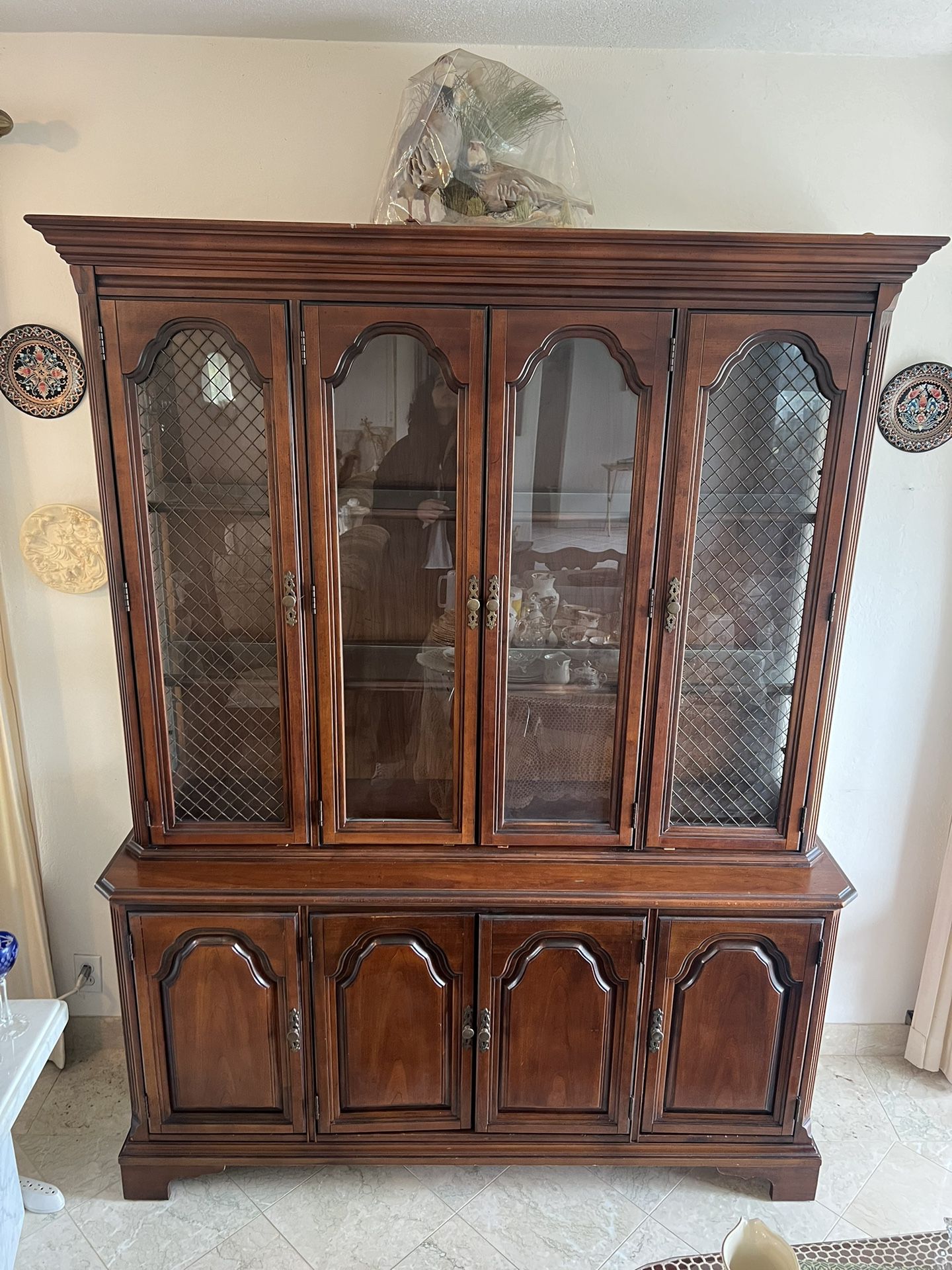Solid Wood Antique China Cabinet 