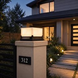 Modern Outdoor Post Light, 12.5" Hardwired Pillar Light, 5W Integrated LED 3000K Warm White, IP65