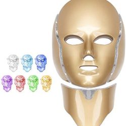 Led Face Mask, 7 Colors LED Face Mask Light Therapy, Led Skin Care Mask for Face and Neck Skin Rejuvenation Led Light Therapy Mask for Home SPA