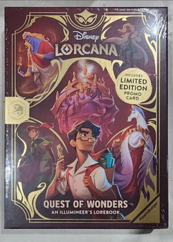 Lorcana Quest of Wonders Lorebook Sealed with Pegasus Promo Card