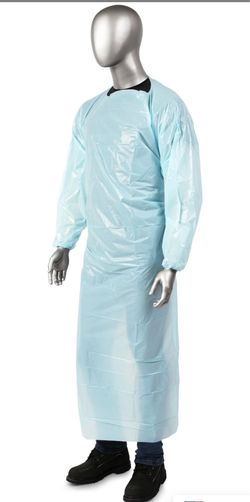 Brand New (100pcs) AMBISHIELD  50in Long BLUE 1.75 MIL CPE GOWN
