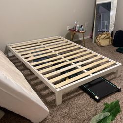 SIZE FULL WHITE BED FRAME - GREAT CONDITION & STURDY