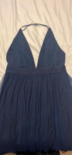 Navy Blue Halter Tulle Dress
