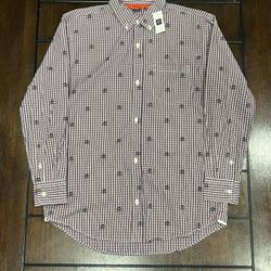 NEW GAP Kids Skull Gingham Button Down Long Sleeve Shirt Size XXL (14-16) Nwt