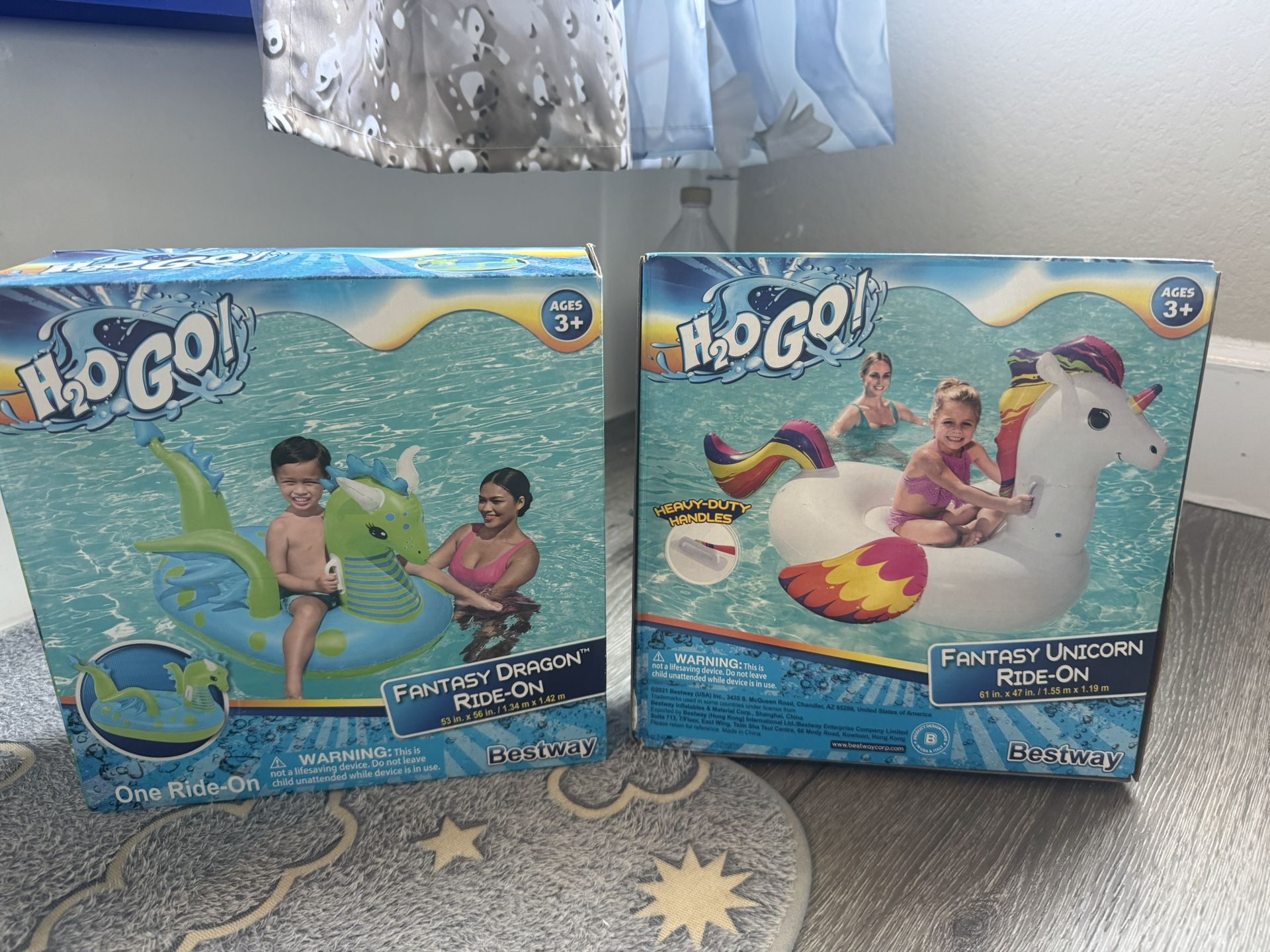 New In Box Kids Large Inflatable Floaters Floatie Dinosaur Unicorn