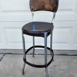 Brown Vintage Kitchen Home House Metal Chair Back Stool