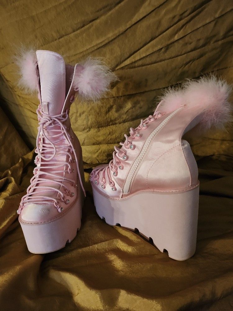 Pink Platform Boots Size 10