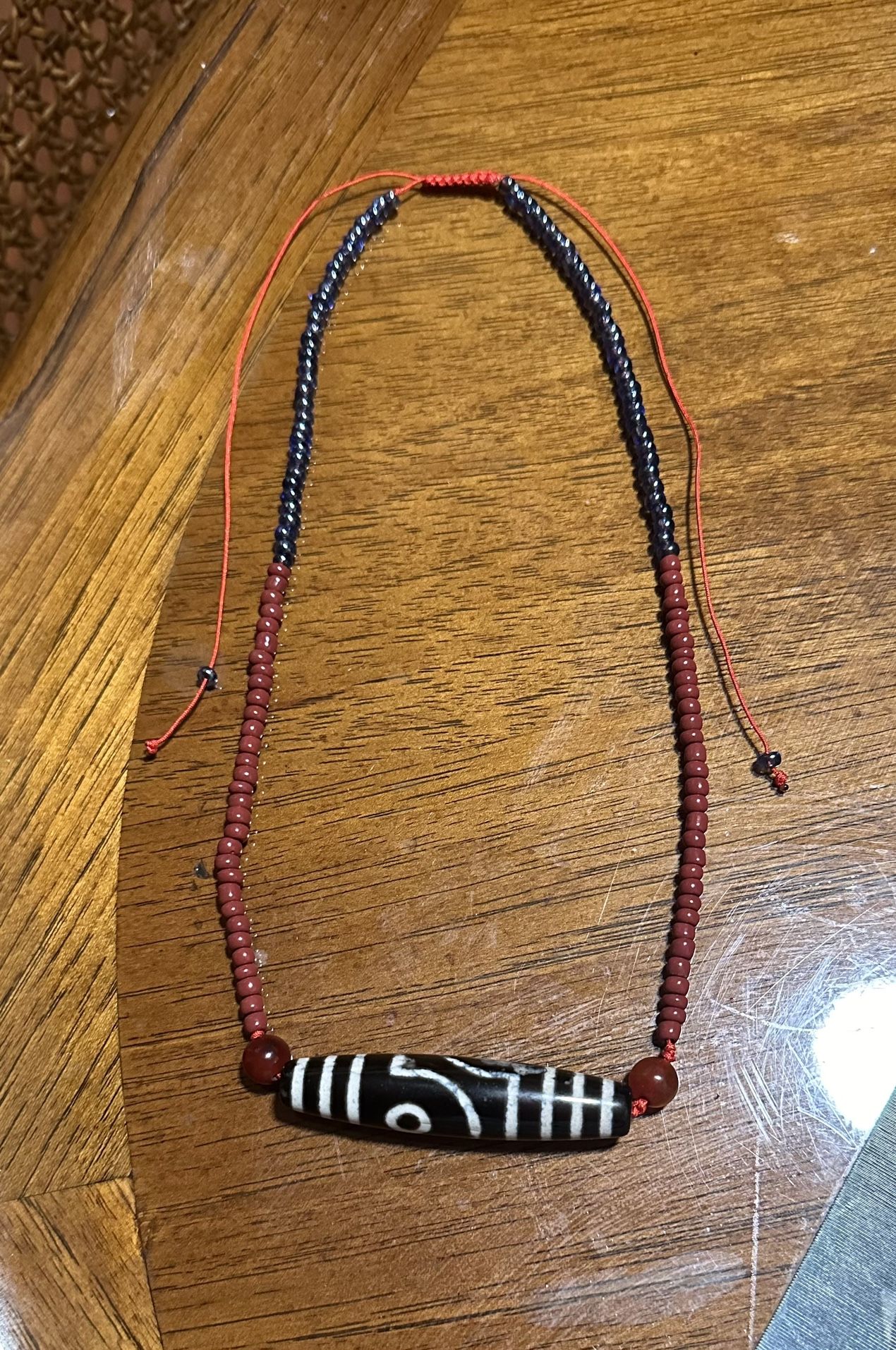 Antique 2 Eyes Tibetan Dzi Bead Protective Amulet Attract Wealth CG4 ?