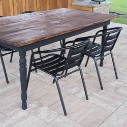 SET OF 4 black metal slat back stackable chairs indoor outdoor patio restaurant bistro cafe porch