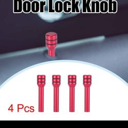 4 Pcs Universal Car Truck Interior Door Lock Knob Pull Pins  Red Aluminum Alloy