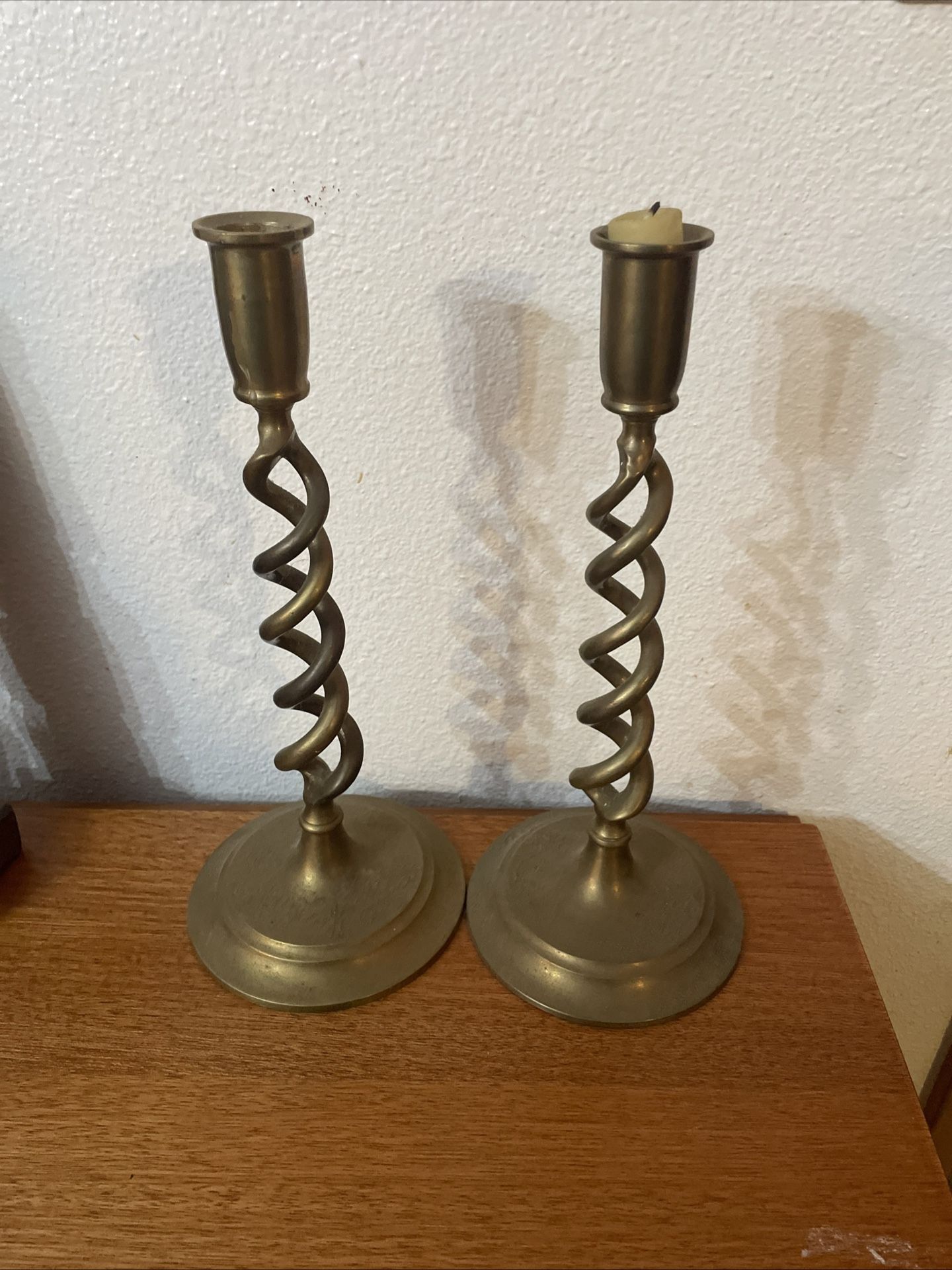 Vintage Brass Barely Twist Candlesticks