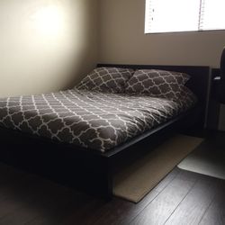 IKEA MALM Queen Bed Frame + Costco Mattress (Great Condition)