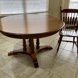 Vintage solid wood table and 4 chairs