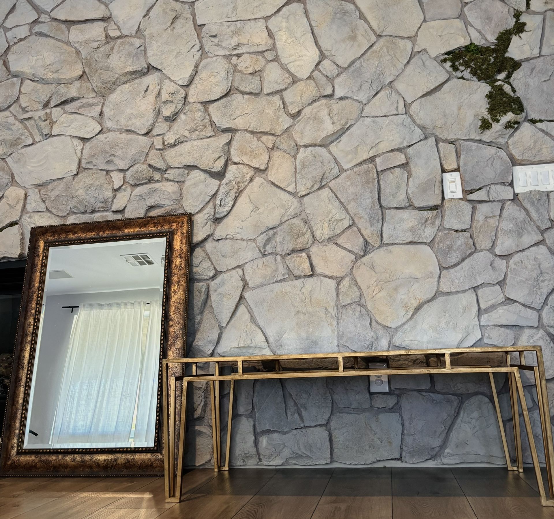 Elegant Mirror & Modern Glass Coffee Table