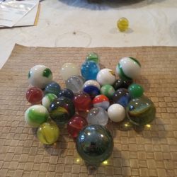 Lot Of 27 Larger Vintage Marbles Glass Excellent Condition