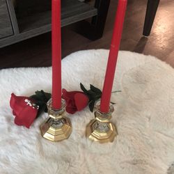 Crystal Candles Holder With Candles $25 For Set 
