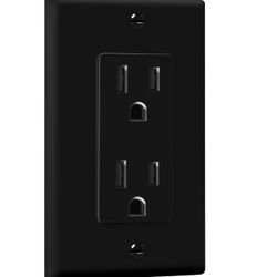 Enerlites Receptacle Outlet with Wall Plate - Black (2)