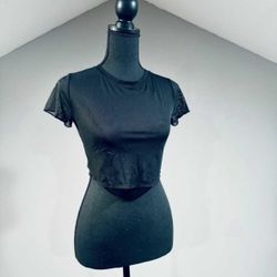 New XS Sheer Crop Top/ Swimsuit Cover