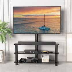 Swivel Floor TV Stand Height Adjustable Bracket Entertainment Stand for 32 to 65 inch TV | 3-Tier BlackTempered Glass Multi-Function TV Stand brand ne