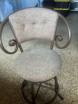 Metal Scroll Arm Bar Stool with Upholstered Seat