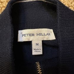 Peter Millar Sweater 1/4 Zip Merino Wool Pullover Golf Navy Mens Size Medium