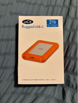 New Sealed LaCie Rugged USB-C 2TB External Hard Drive