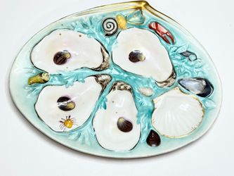 Antique American UPW porcelain Passion Blue oyster Plate , circa 1880 713